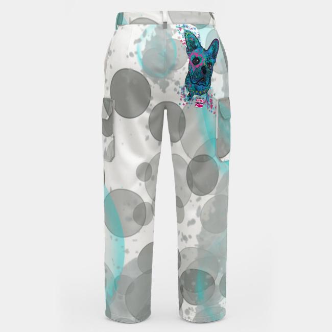 Cargohose mit Elli - Hose, lang oder kurz, bunt, 100% Polyester, Grösse S-5XL, fester Stoff, Normale Passform, Französische Bulldogge, Bully